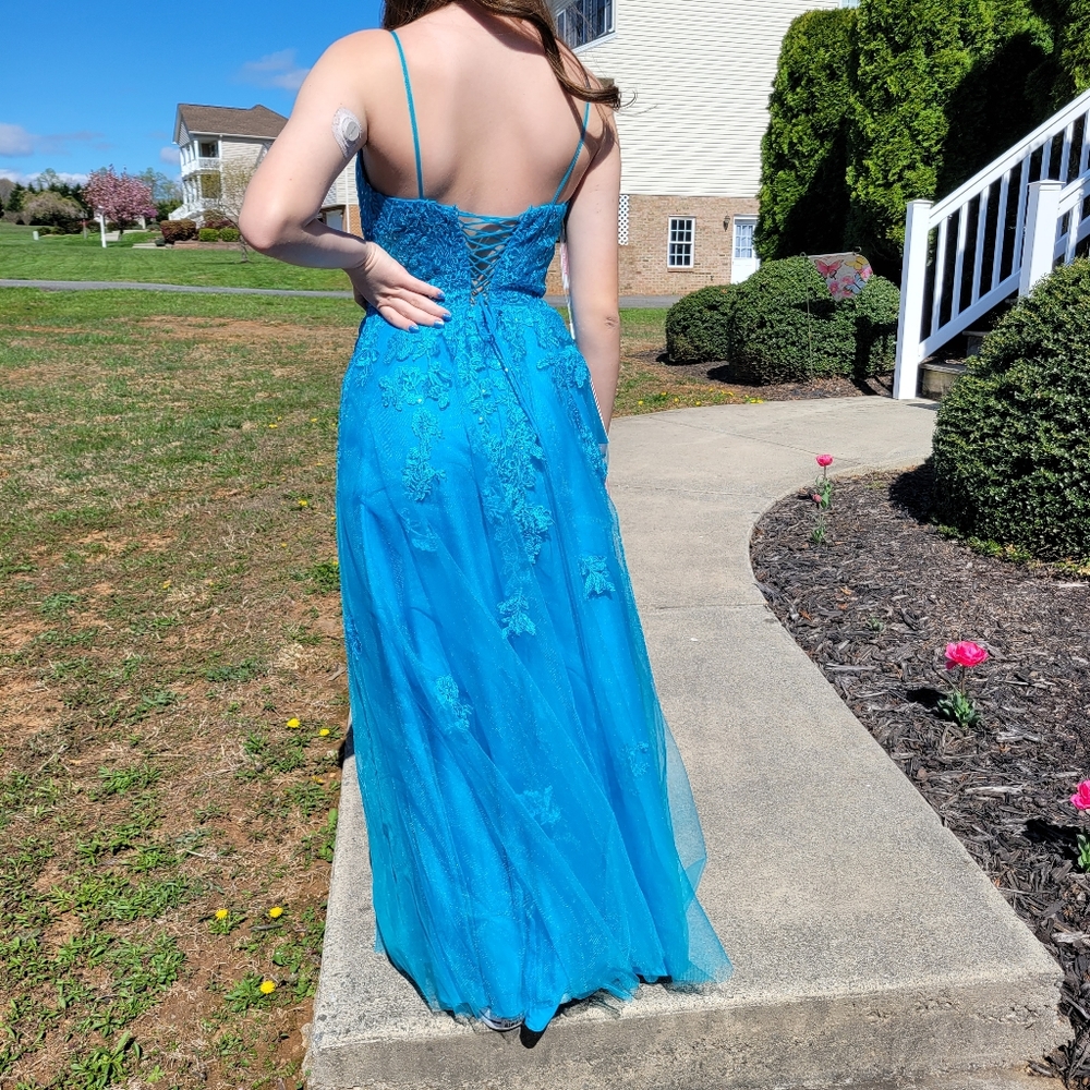 Ocean Blue Prom Dress - Picture 12 of 13